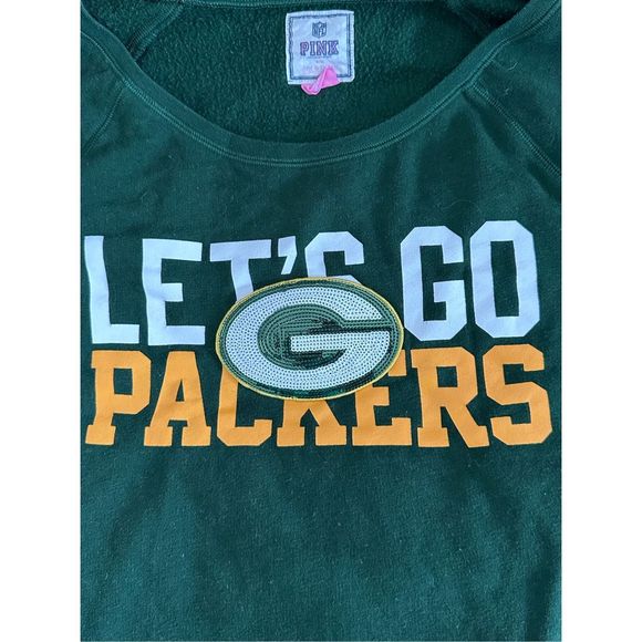 Green Bay Packers Victoria’s Secret Pink crewneck sequins logo size small - Picture 2 of 6